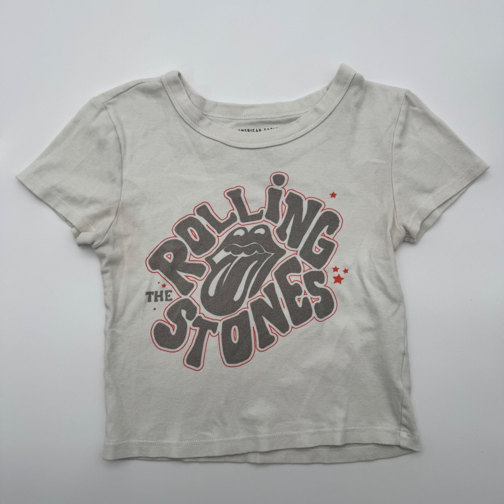 American Eagle The Rolling Stones Band Tee Womens Small Graphic Baby T-Shirt S